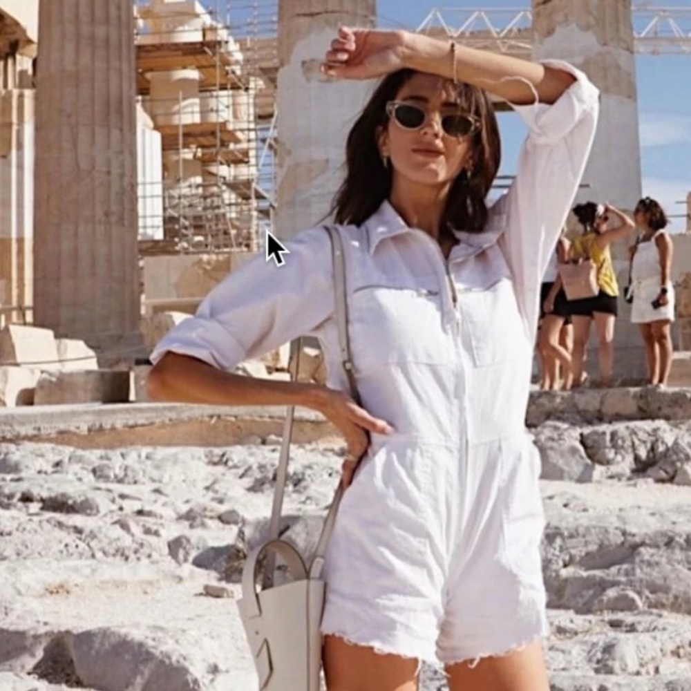 Jens Pirate Booty Amazon Palmetto Romper in color white